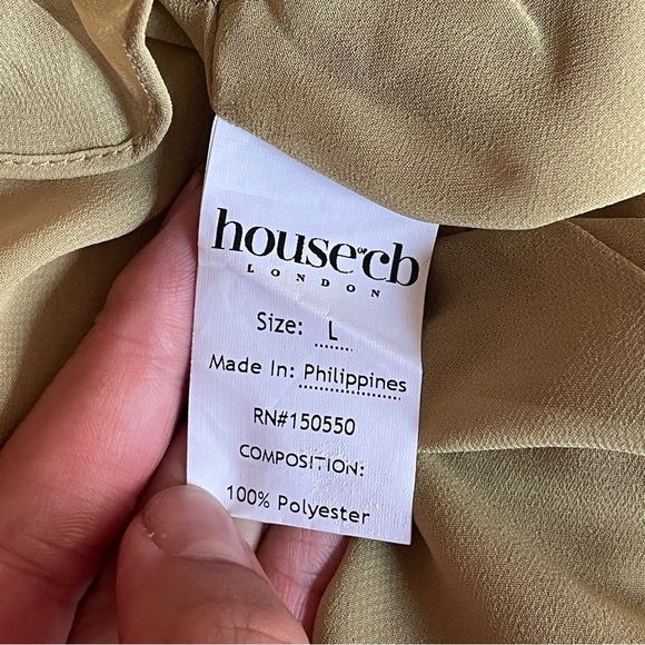 House of CB- PIXIE Olive Ruffle Maxi Dress Size Large Green V Neck Summer - Picture 15 of 15